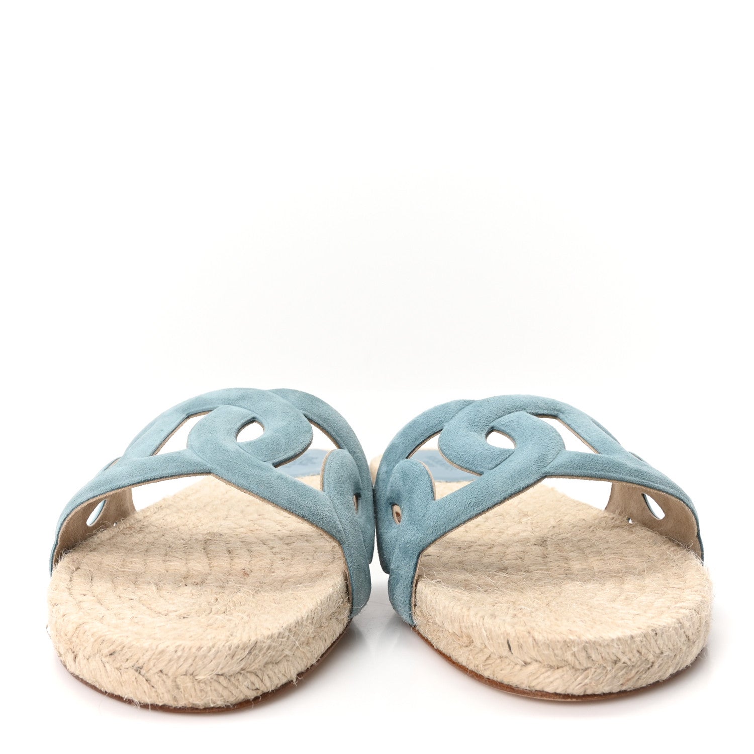 Hermes Suede Goatskin Famosa Espadrille Sandals 37 Bleu Citadin 3 of 9