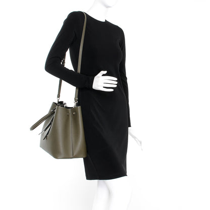 Prada Saffiano Cuir Medium Double Bag Militare 2 of 15