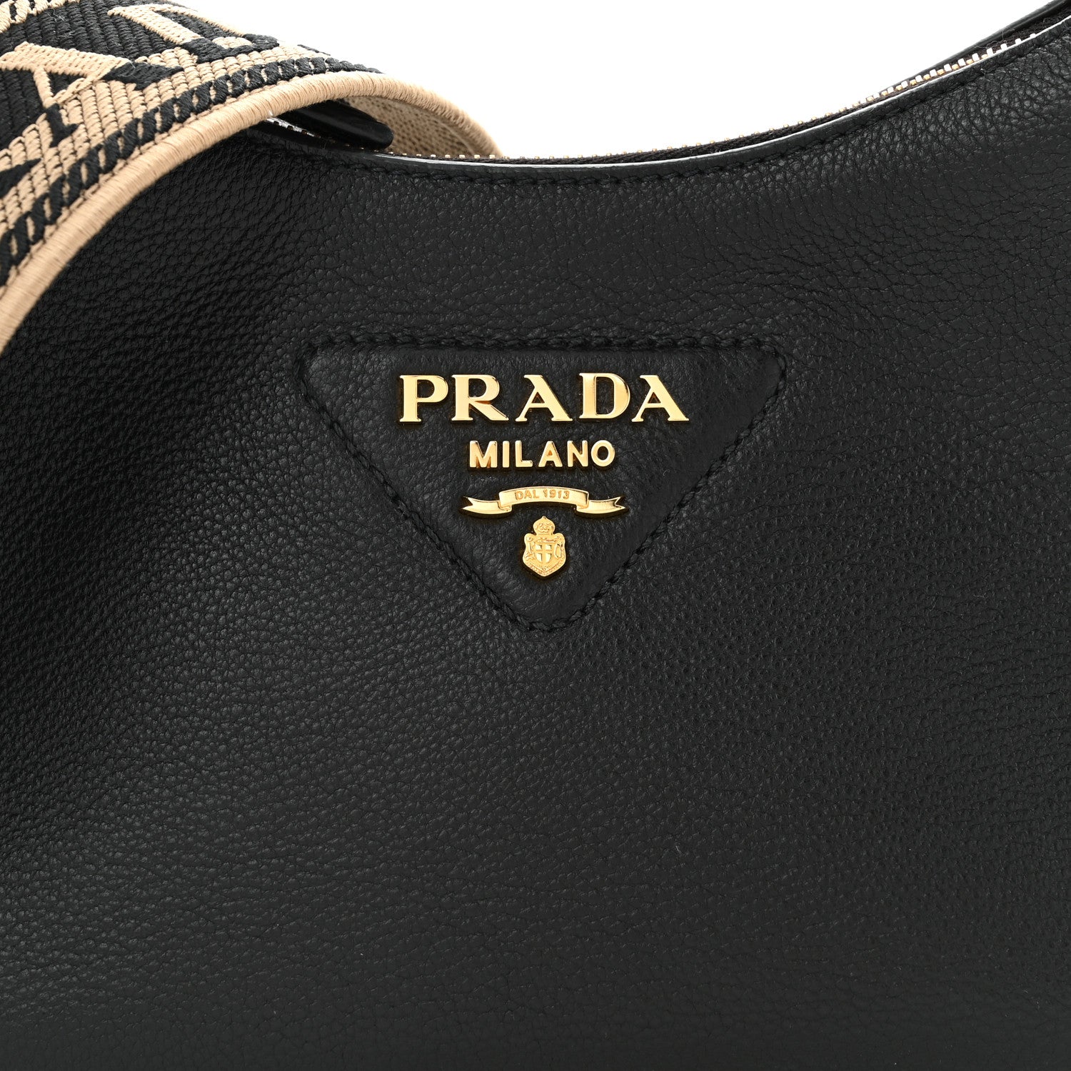 Prada Vitello Daino Soft Zippered Hobo Shoulder Bag Black 8 of 10