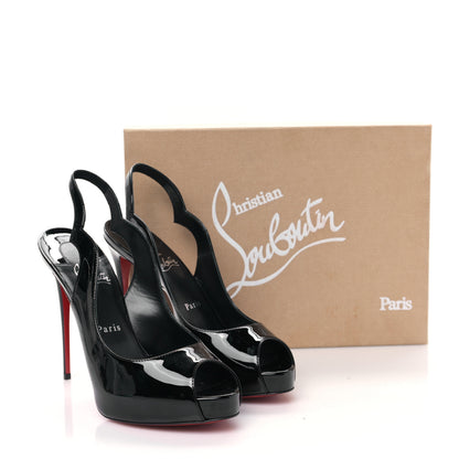 Christian Louboutin Patent Hot Chick Slingback Platform Peep Toe 120 Pumps 39 Black 8 of 8