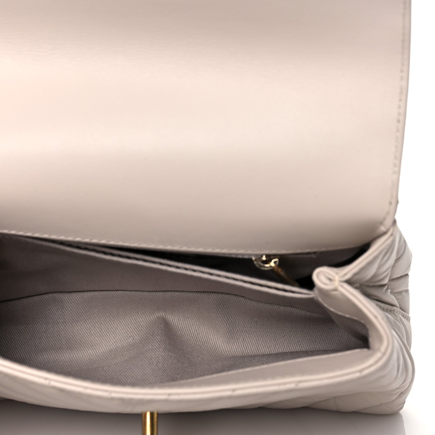 Aged Calfskin Chevron Quilted Mini Coco Handle Flap Ivory