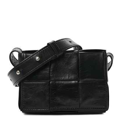 Bottega Veneta Paper Calfskin Maxi Intreccio Extra Mini Cassette Crossbody Bag Black 1 of 8
