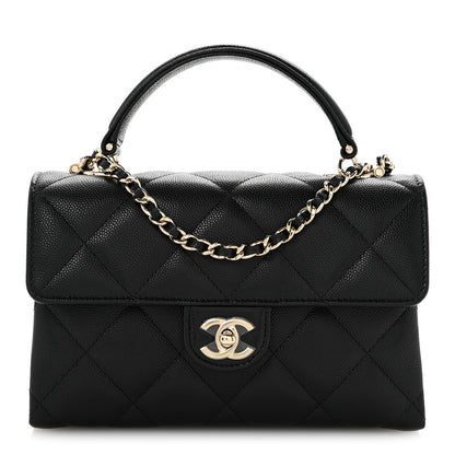 Chanel Caviar Quilted Retro Mini Twist Top Handle Clutch Flap Black 1 of 12