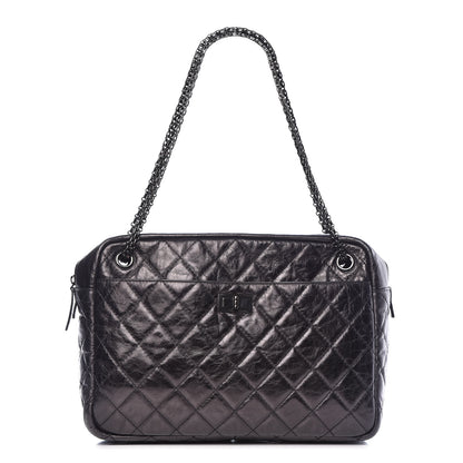 Chanel Metallic Aged Calfskin Quilted Large Reissue Camera Case Silver 1 of 10