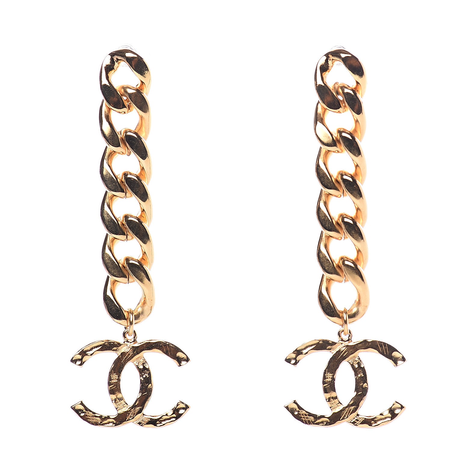 Chanel Metal CC Pick Drop Earrings Gold 1 of 5