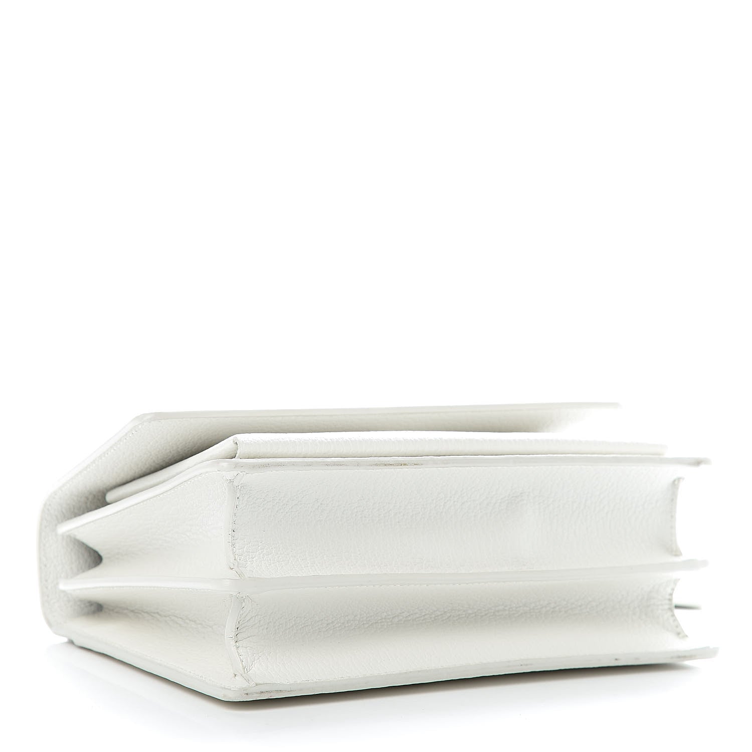 Saint Laurent Grained Calfskin Medium Monogram Sunset Satchel White 4 of 11