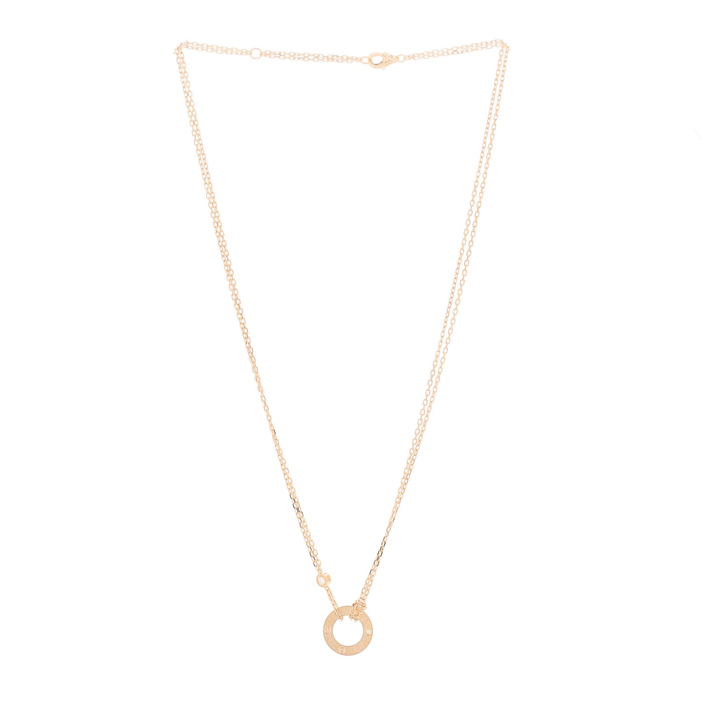 18K Pink Gold 2 Diamond LOVE Necklace