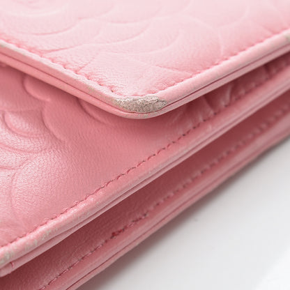 Chanel Lambskin Embossed Camellia Large Gusset Flap Wallet Pink 11 of 16