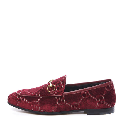Gucci Velvet Malaga Kid GG Monogram Horsebit Womens Jordaan Loafers 36 Red Cipria Romantic Cerise 1 of 11