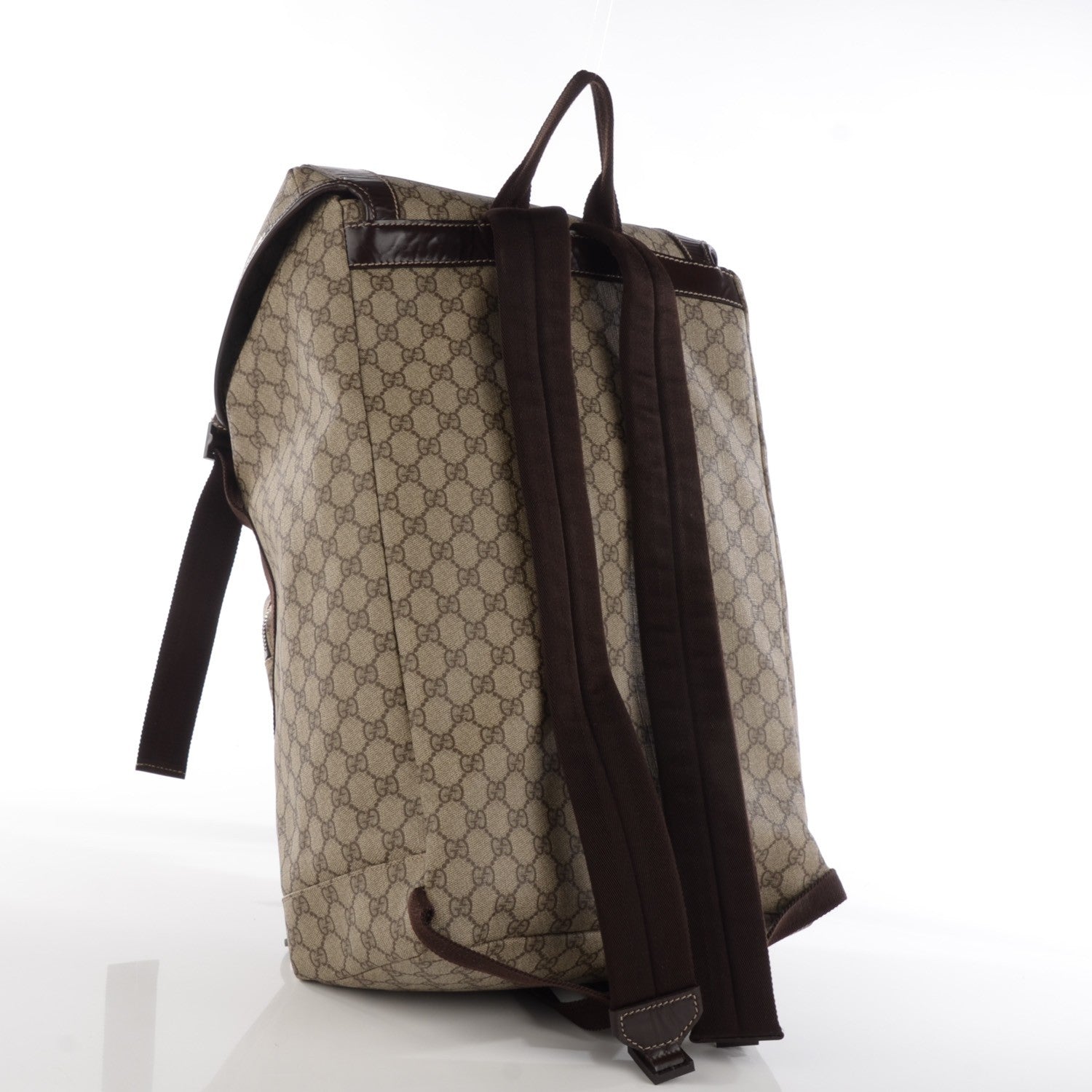 Gucci GG Supreme Monogram Large Interlocking G Double Buckle Backpack Dark Brown 3 of 7