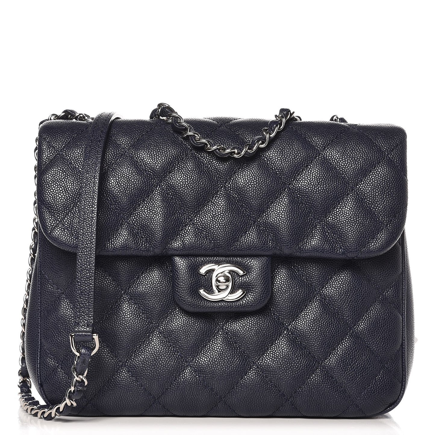 Caviar Quilted Medium Urban Companion Flap Navy