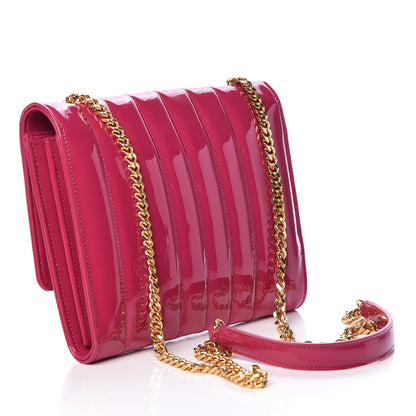 Saint Laurent Patent Calfskin Matelasse Monogram Vicky Chain Wallet Neon Bubblegum 4 of 10