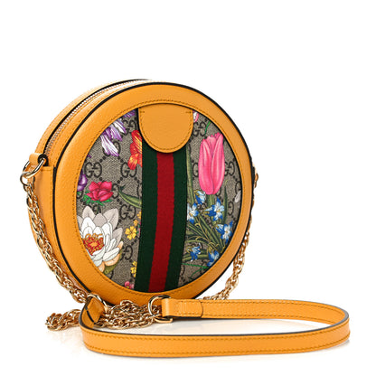 Gucci GG Supreme Monogram Flora Web Mini Ophidia Round Shoulder Bag Beige Multicolor Crop 3 of 11