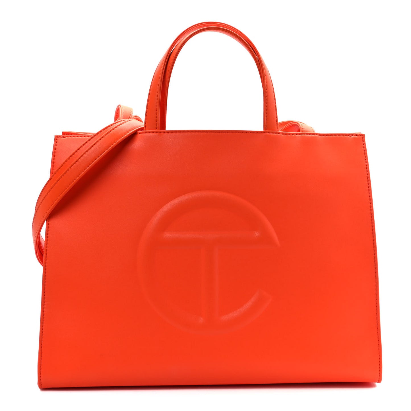 Vegan Leather Medium Shopping Bag Orange