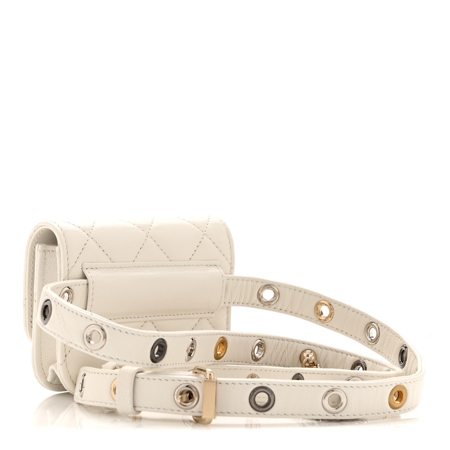 Chanel Goatskin Quilted Punk Essentials Chain Mini Flap Belt Bag White 3 of 12