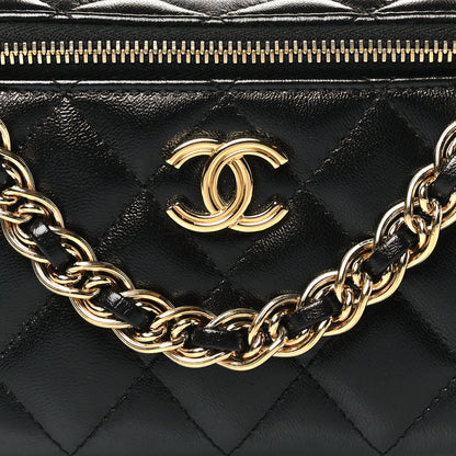 Chanel Lambskin Quilted Golden Links Top Handle Vanity Case With Chain Black 8 of 10