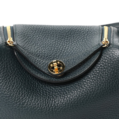Hermes Taurillon Clemence Mini Lindy 20 Vert Cypress 8 of 11