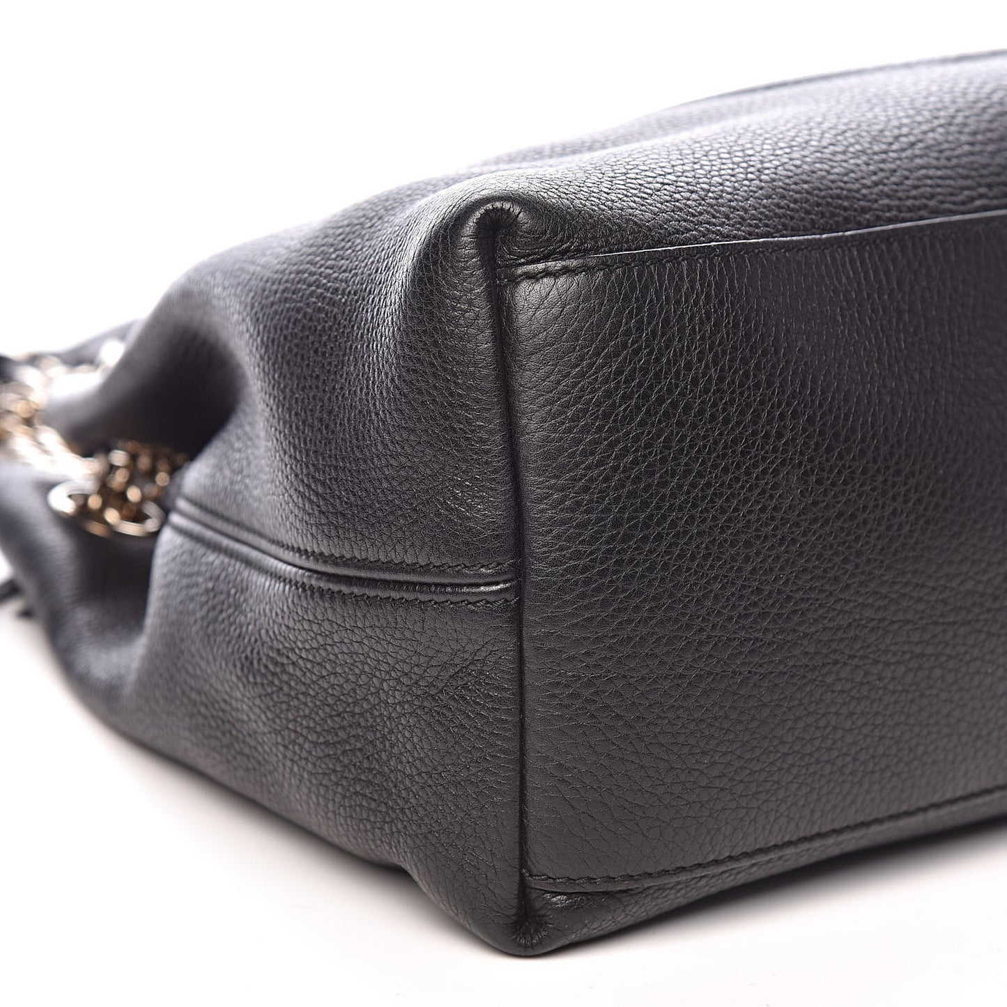 Pebbled Calfskin Medium Soho Chain Shoulder Bag Black