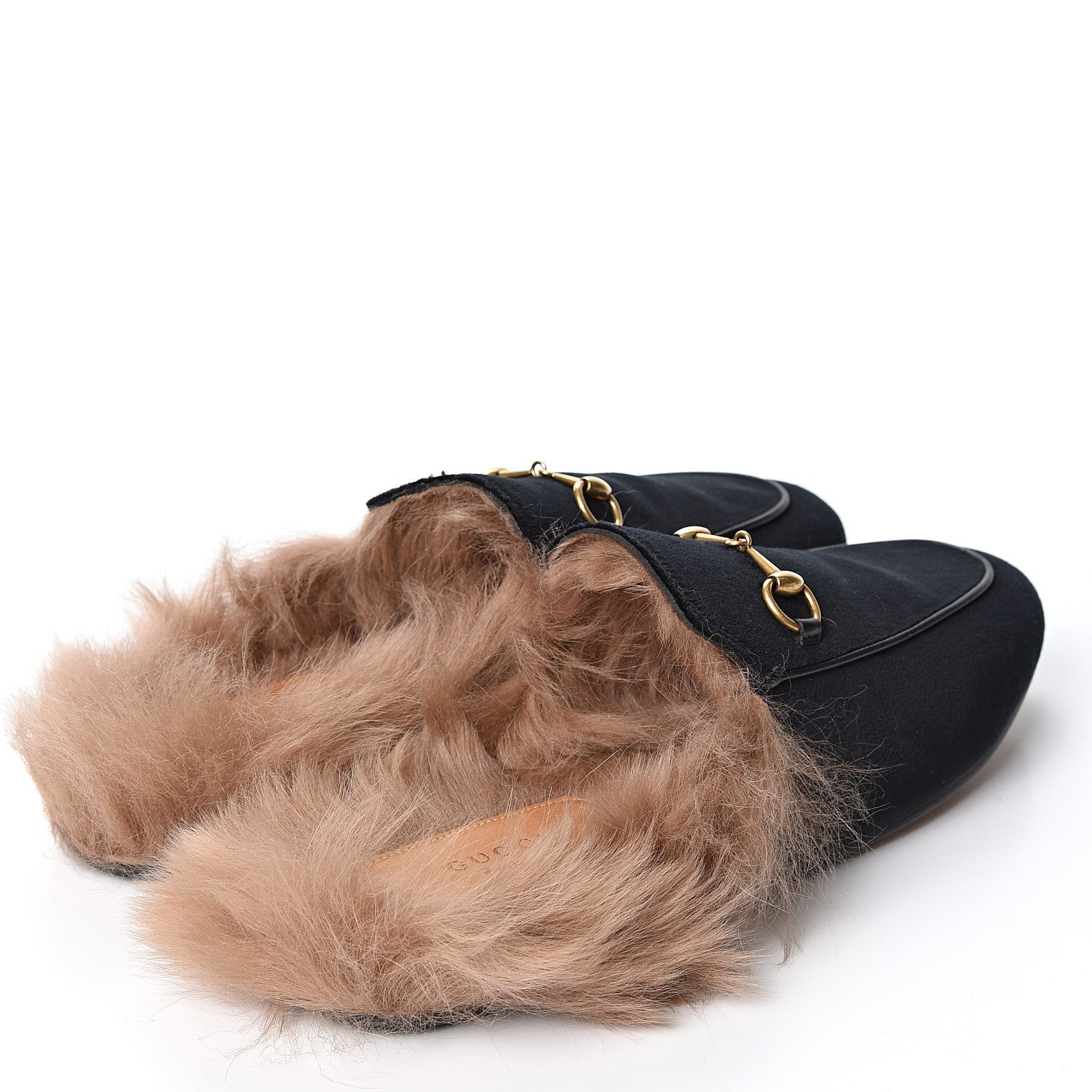 Gucci Velvet Fur Womens Princetown Slippers 40 Black 5 of 9