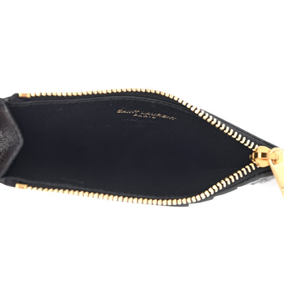 Saint Laurent Grained Calfskin Monogram 5 Fragments Zip Pouch Card Holder Black 5 of 7