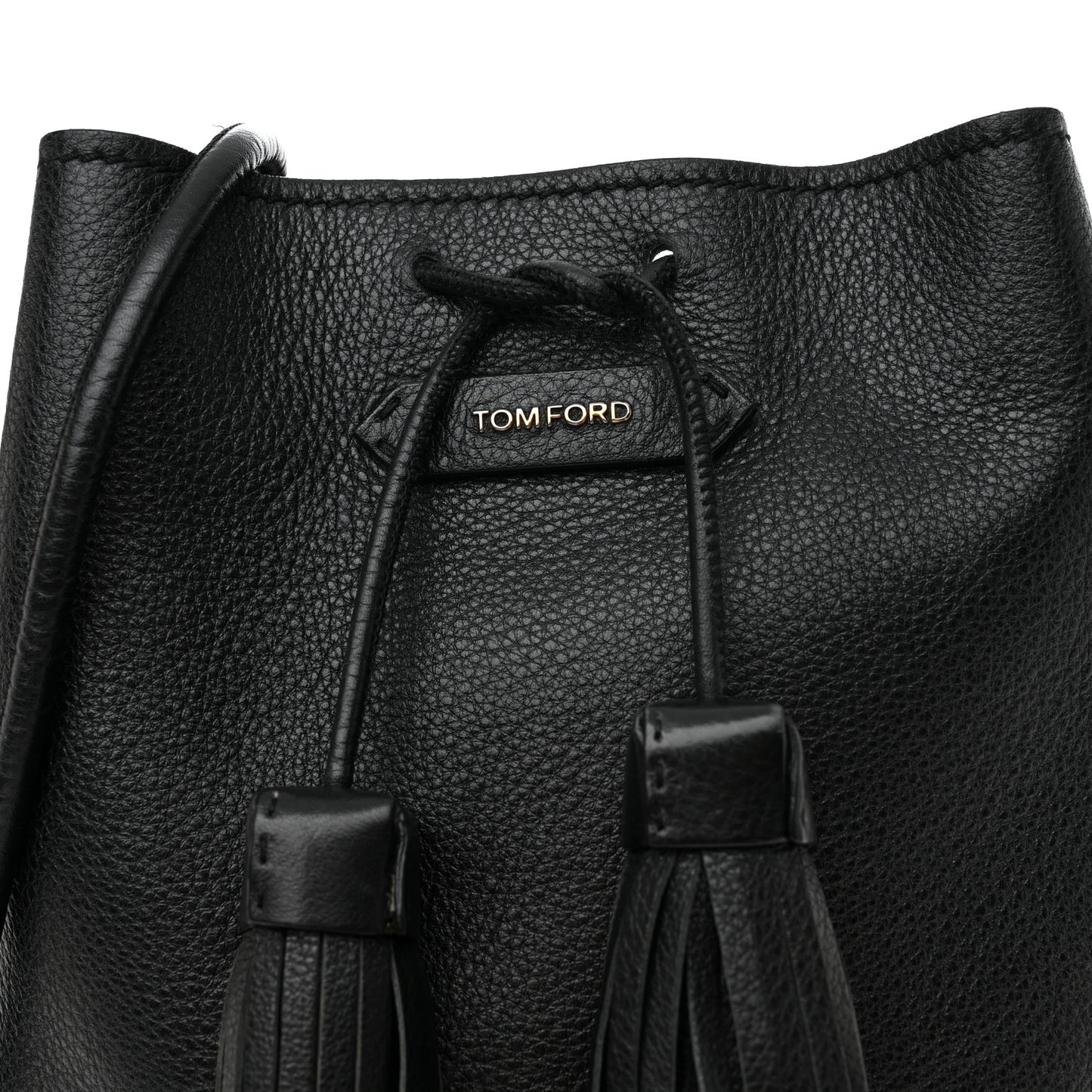 Calfskin Small Tassel Bucket Bag Black