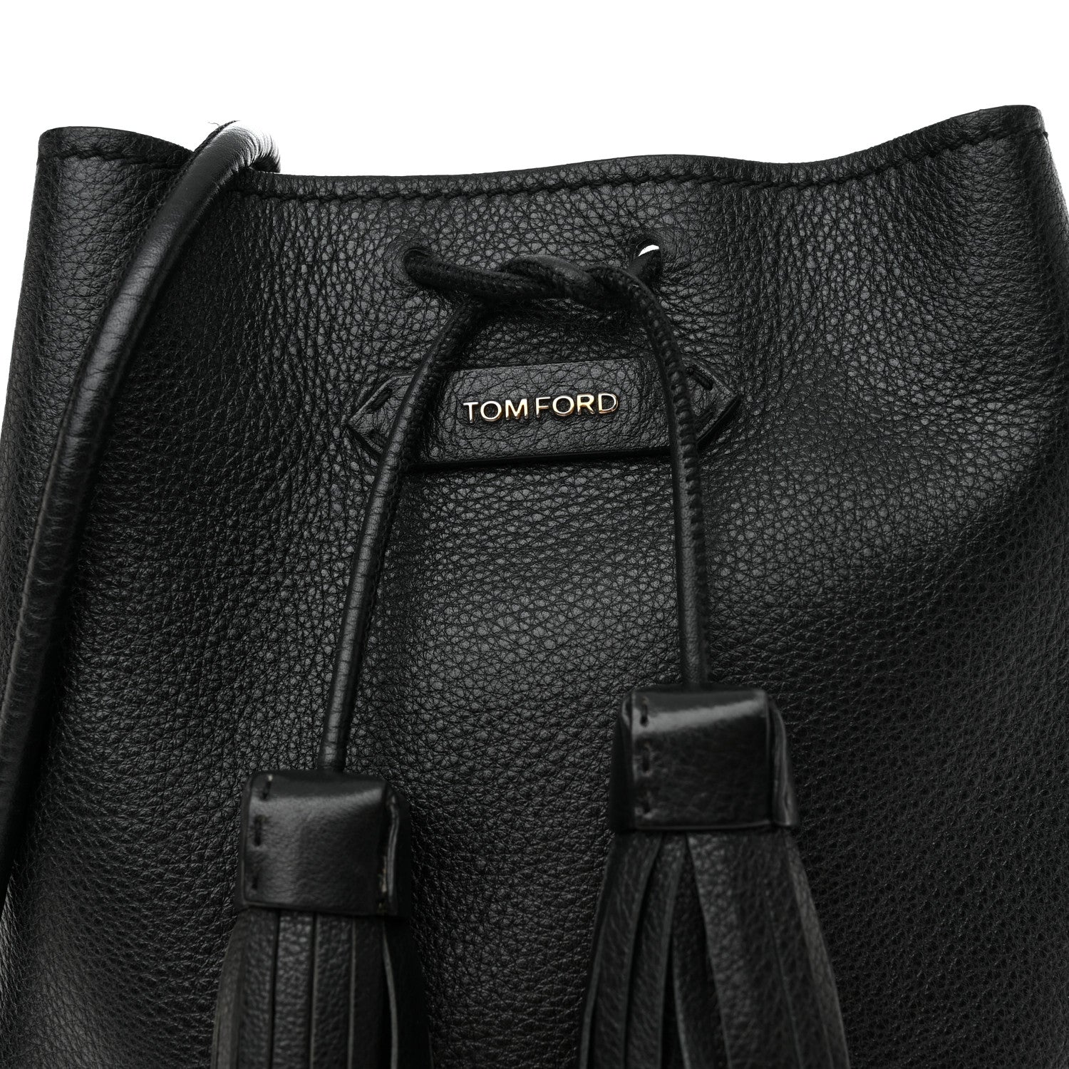 Tom Ford Calfskin Small Tassel Bucket Bag Black 9 of 17