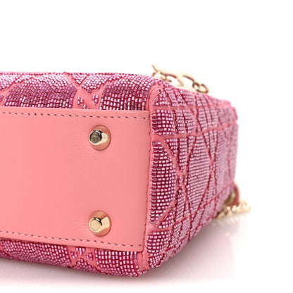 Christian Dior Lambskin Cannage Beaded Embroidered Mini Lady Dior Light Pink 9 of 10