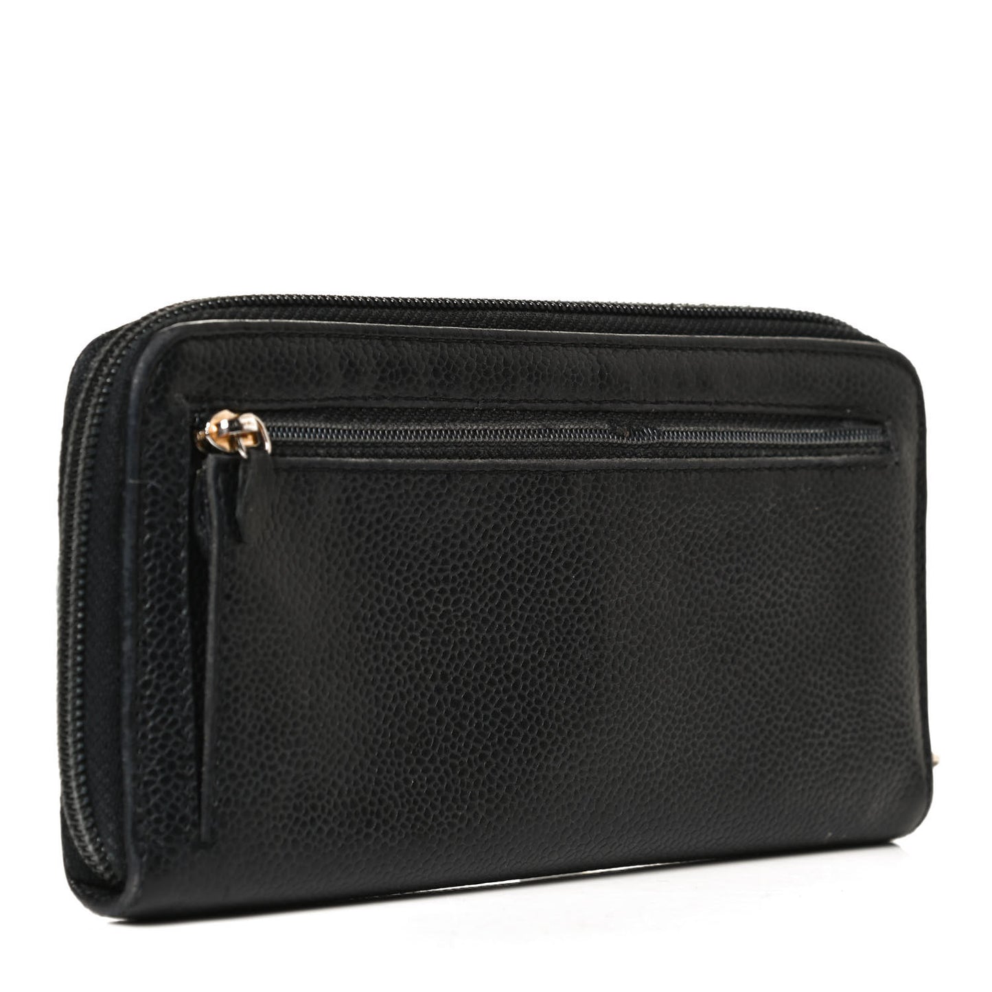 Caviar Large Timeless CC Zip Around Wallet Black