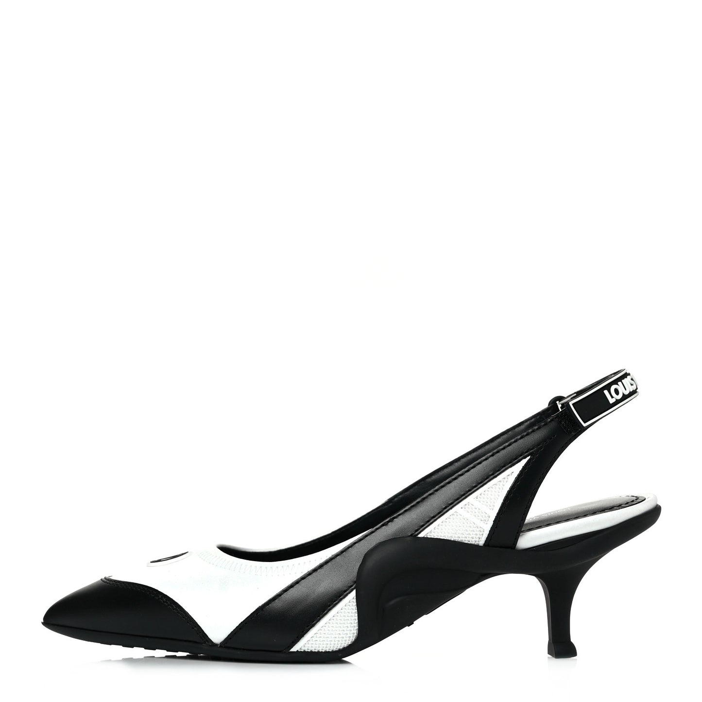 Calfskin Archlight Slingback Pumps 37 Black White