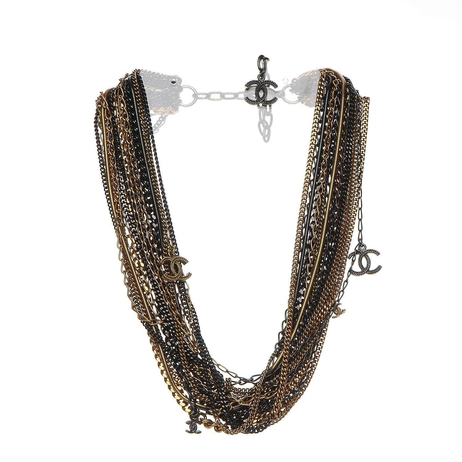 Chanel Ruthenium CC Multi Strand Chain Necklace Gold 3 of 6