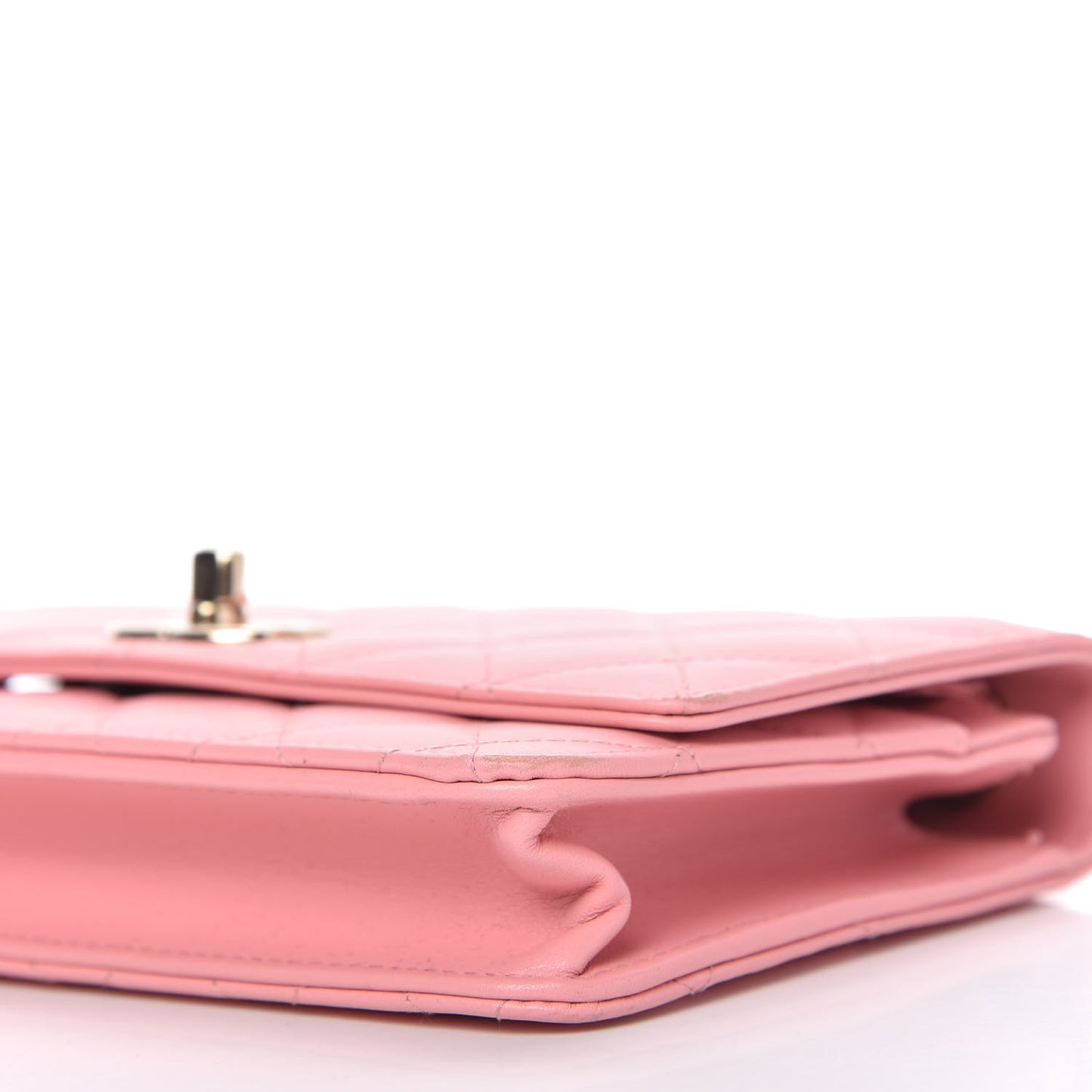 Lambskin Quilted Trendy CC Wallet On Chain WOC Pink