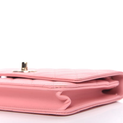 Chanel Lambskin Quilted Trendy CC Wallet On Chain WOC Pink 7 of 11