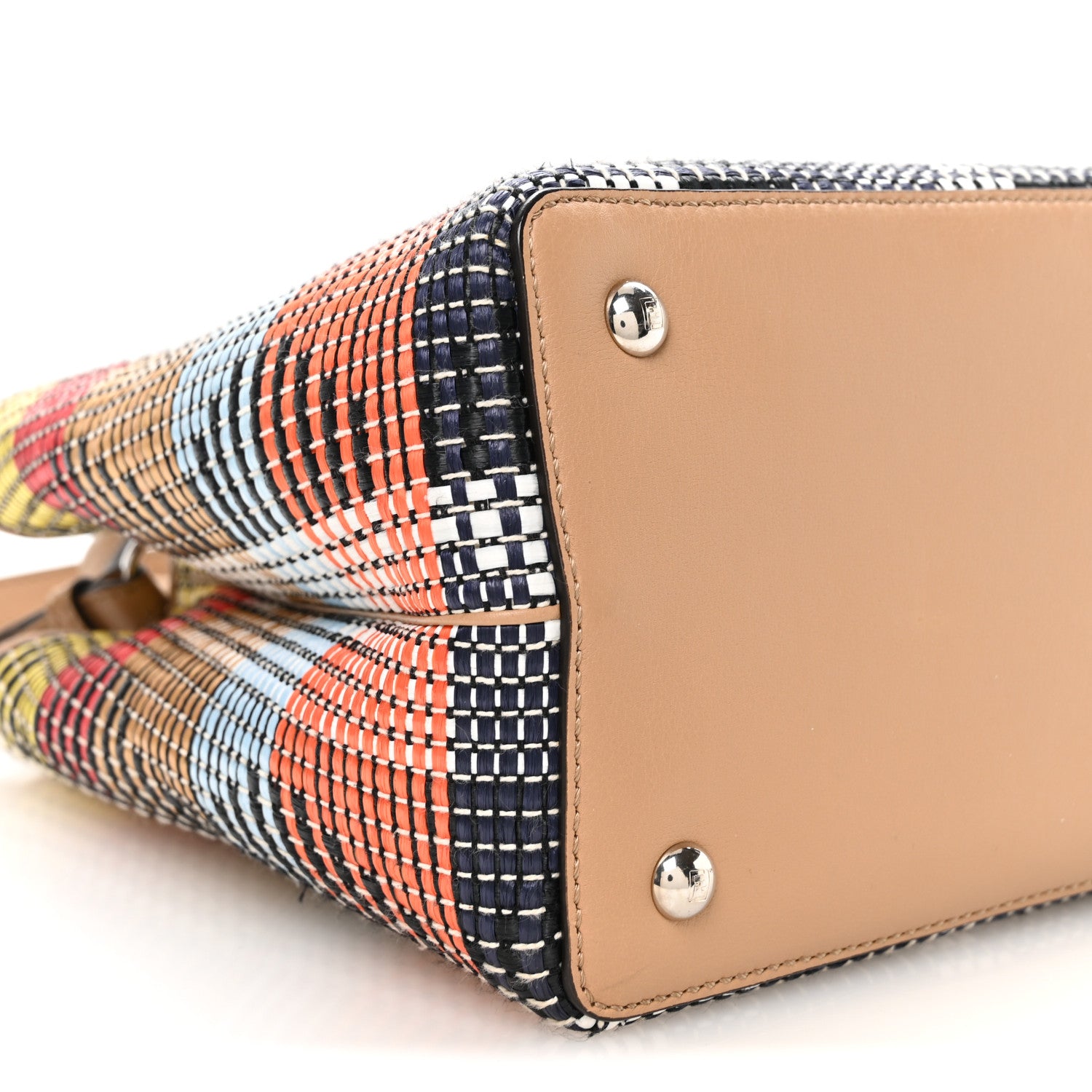 Fendi Woven Raffia Vitello Printed Petite 2Jours Tote Multicolor 9 of 10