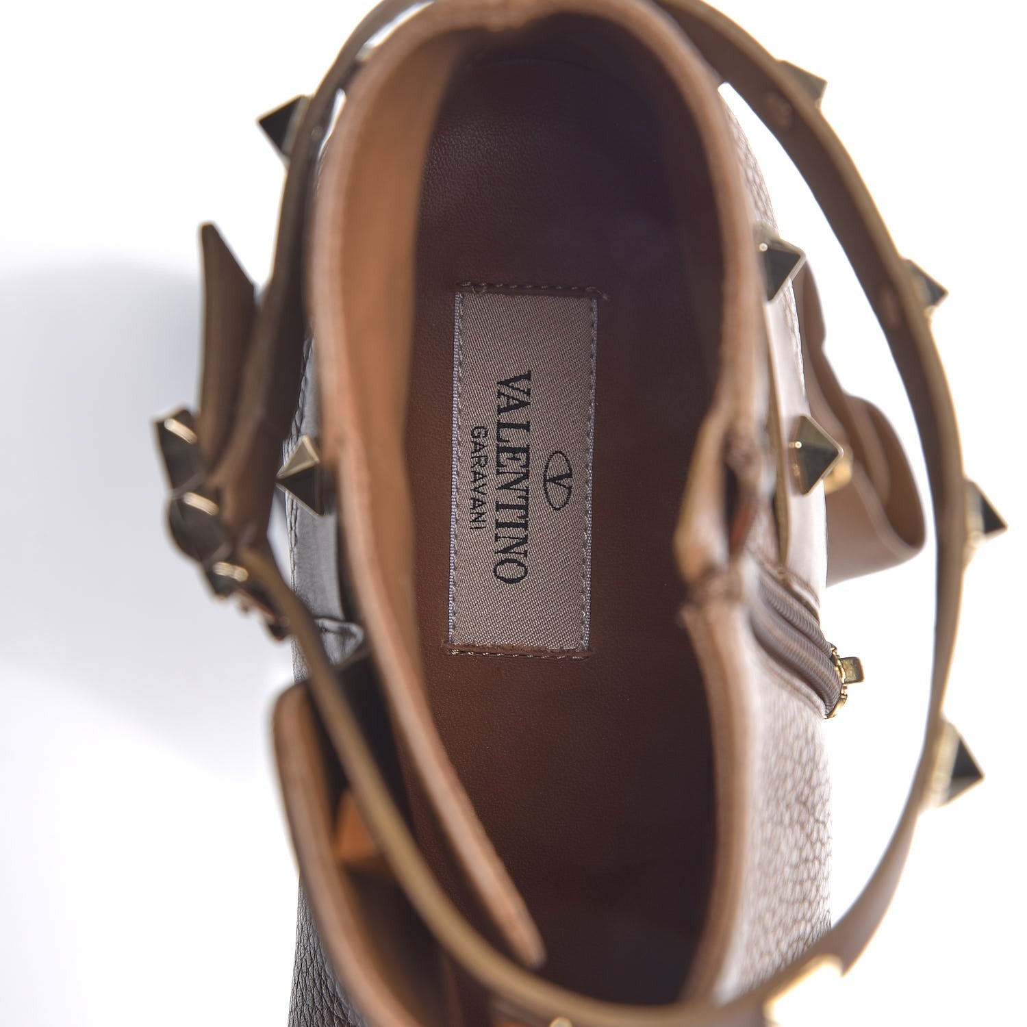 Valentino Garavani Grained Calfskin Rockstud Single Buckle 35mm Cowboy Ankle Boots 41 Nocciola 7 of 7