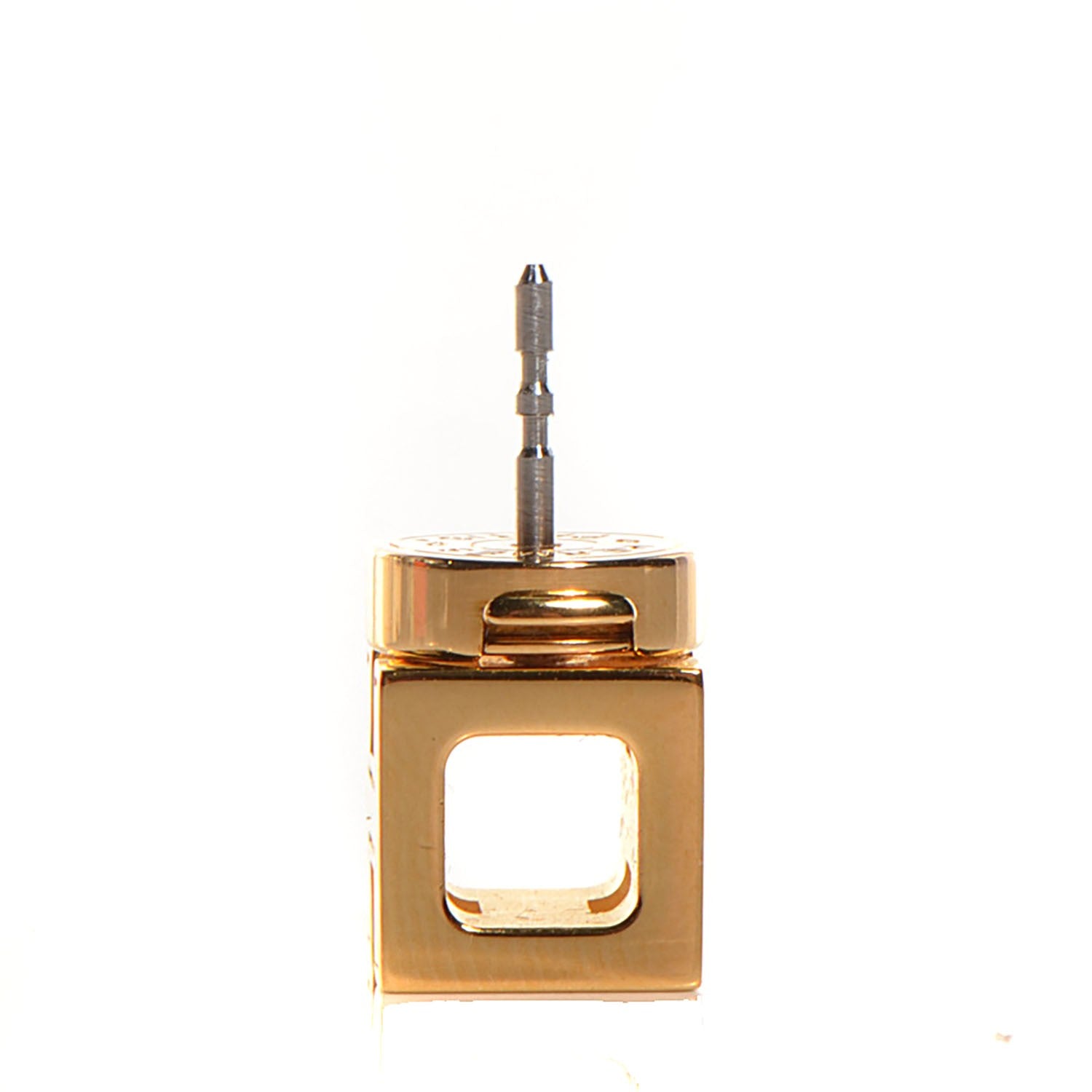 Hermes Gold Lacquered Cage d'H Earrings Naples Yellow 3 of 4