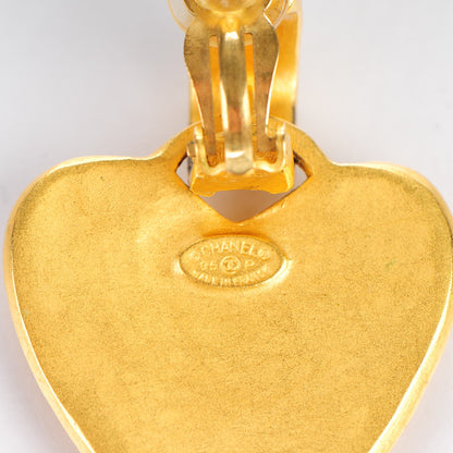 Chanel CC Heart Drop Clip On Earrings Gold 4 of 5