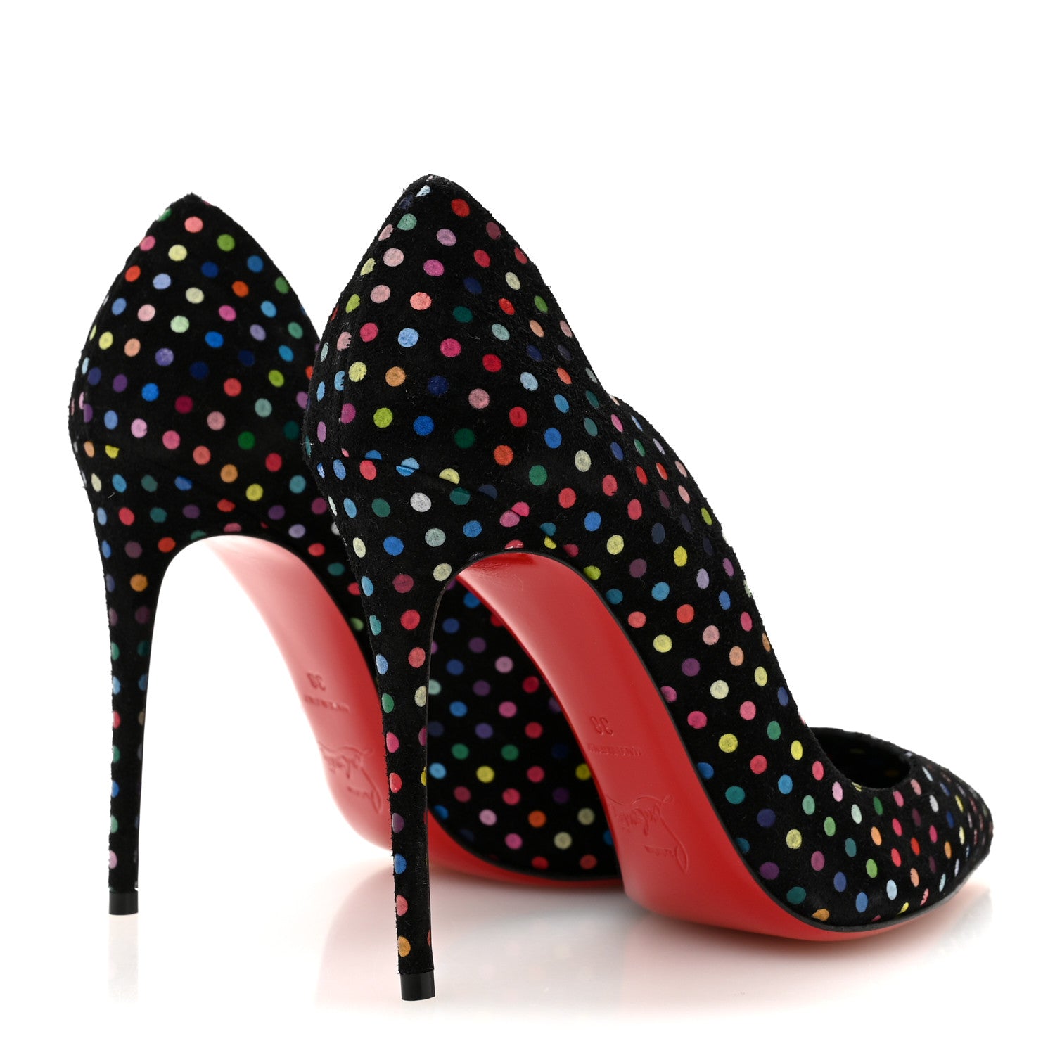 Christian Louboutin Suede Polka Dot Hot Chick 100 Pumps 38 Black Multicolor 38 Black Multicolor 5 of 8