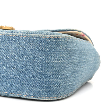 Gucci Denim Matelasse Mini Pearly GG Marmont Shoulder Bag Blue 10 of 10