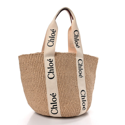 Chloe Raffia Large Woody Tote White 3 of 9