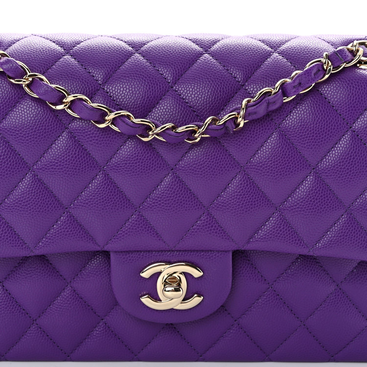 Chanel Caviar Quilted Medium Double Flap Purple 8 of 11