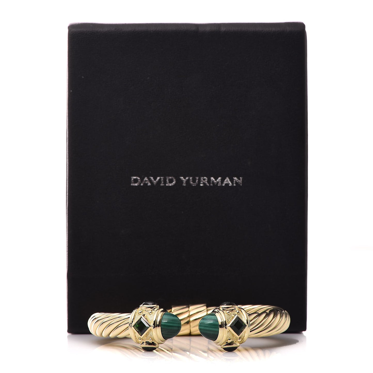 18K Yellow Gold Malachite Chrome Diopside 10mm Renaissance Cable Bracelet