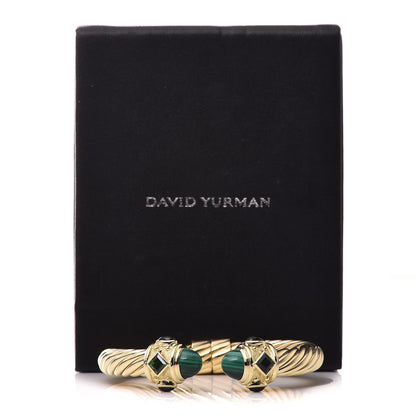 David Yurman 18K Yellow Gold Malachite Chrome Diopside 10mm Renaissance Cable Bracelet 6 of 6