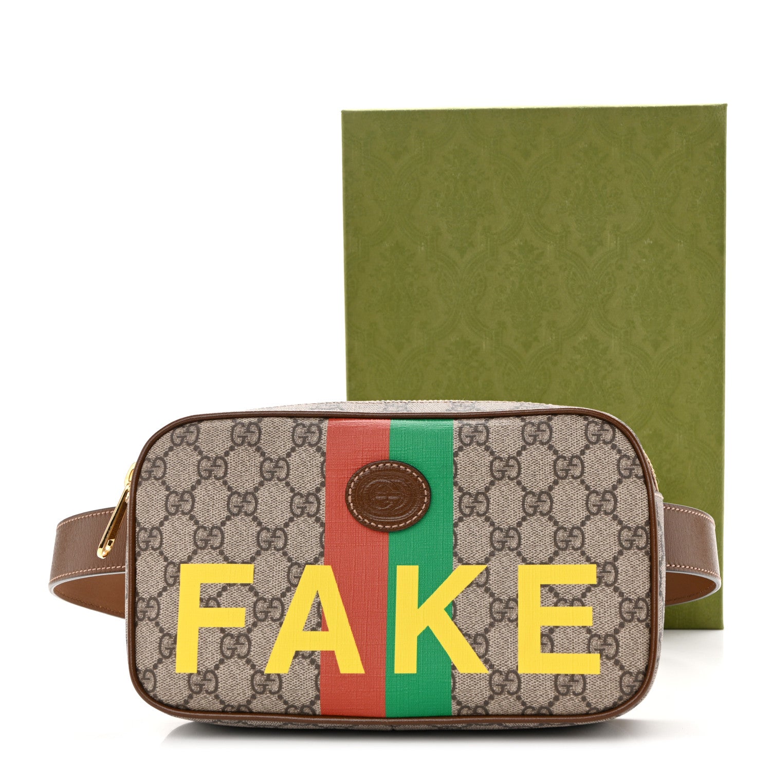 Gucci GG Supreme Monogram Azalea Calfskin Fake/Not Small Retro Interlocking G Belt Bag 90 36 Beige Ebony Brown Sugar 11 of 11