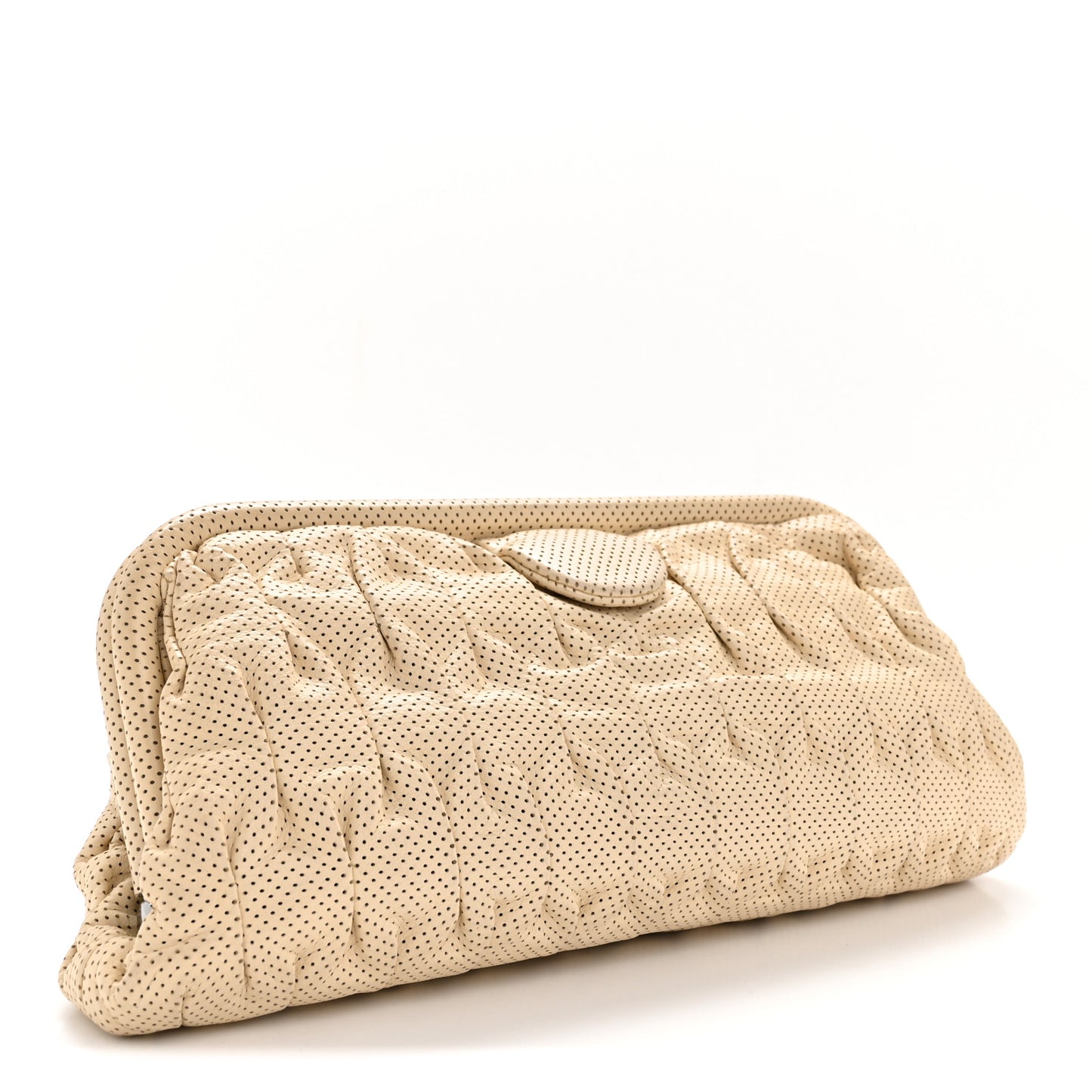 Lambskin Perforated Clutch Light Beige