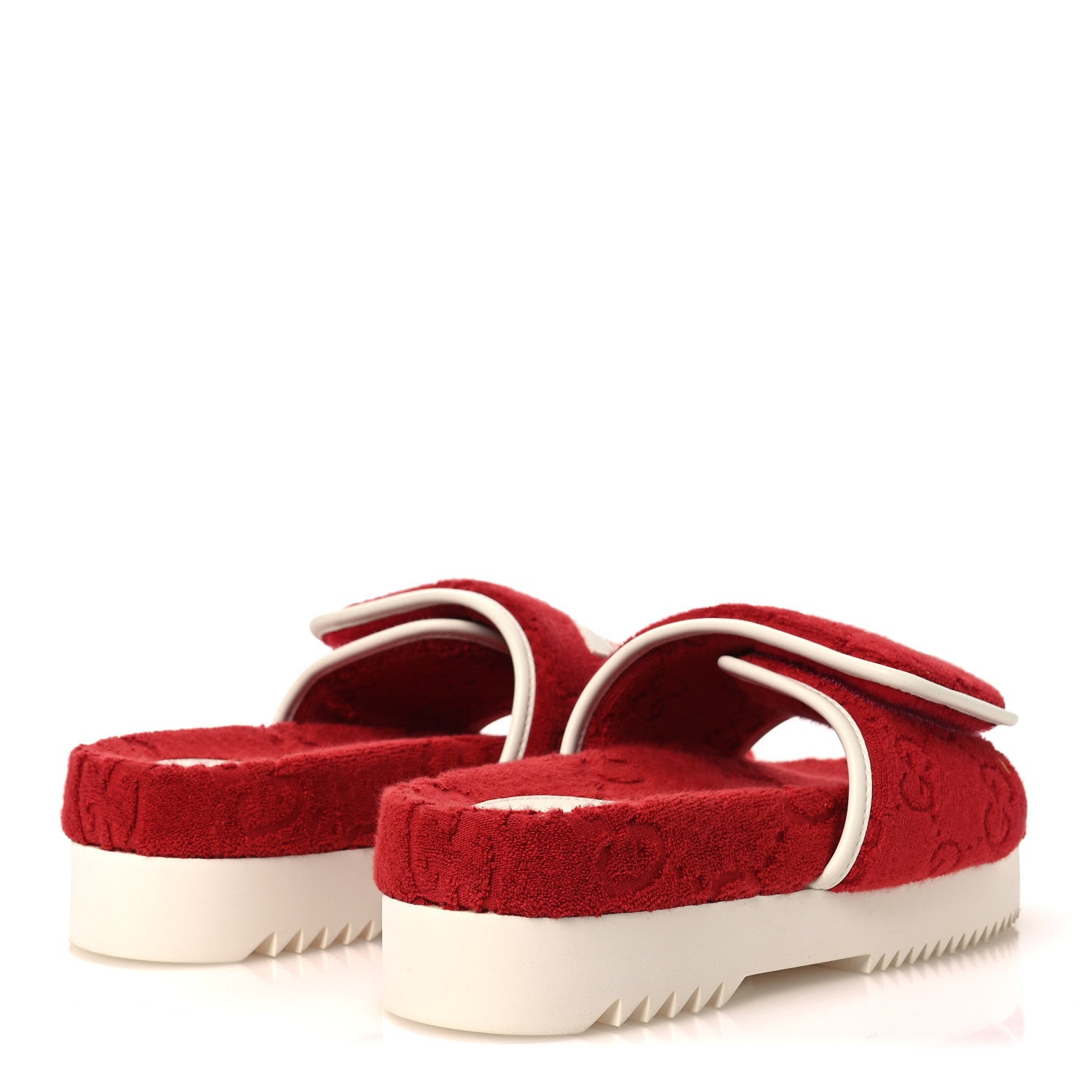 新品‼️ adidas x Gucci コラボ GG プラットフォームサンダル　赤 Gucci X ADIDAS Terry Cloth GG Monogram Womens Platform Sandals 38
