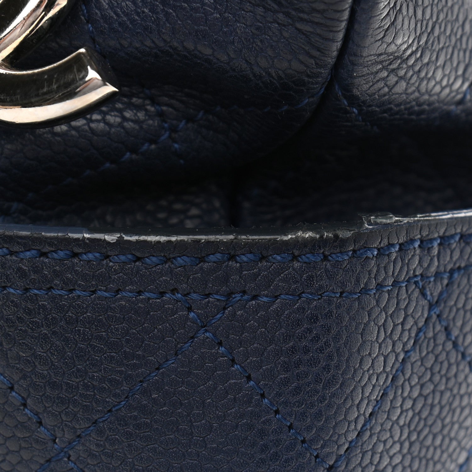 Chanel Caviar Stitched Large CC Pocket Hobo Navy 15 of 16