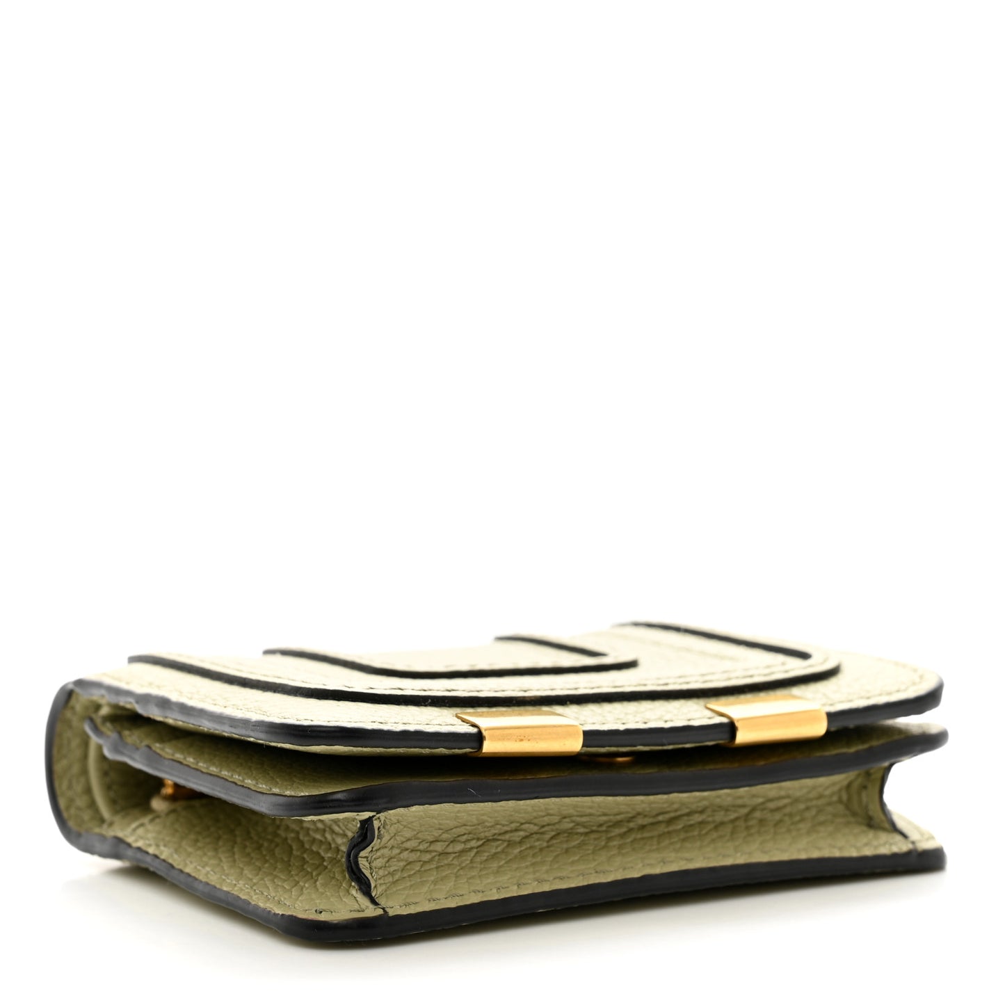 Grained Calfskin Marcie Compact Wallet Faded Green