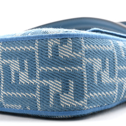 Fendi Denim Effect Fabric Jacquard FF Vitello Grace Mamma Baguette Blue 10 of 10