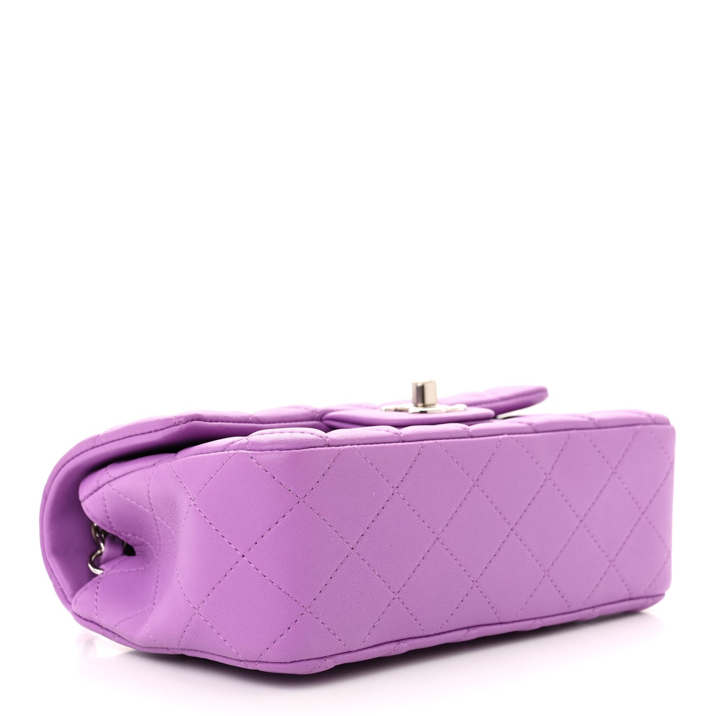 Lambskin Quilted Mini Rectangular Flap Purple