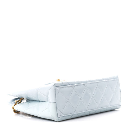 Chanel Shiny Aged Calfskin Quilted Nano Kelly Shopper Light Blue 4 of 10